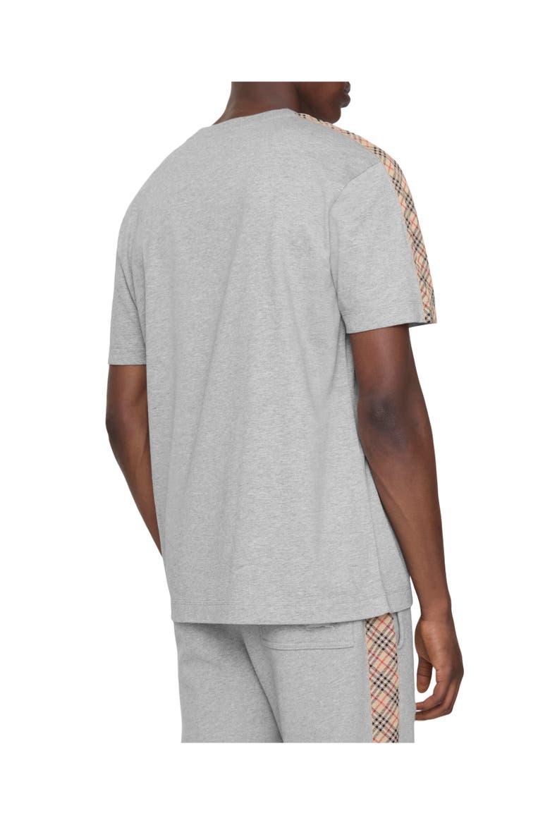 Check Trim Cotton T-shirt, Alternate, color, Pale grey melange