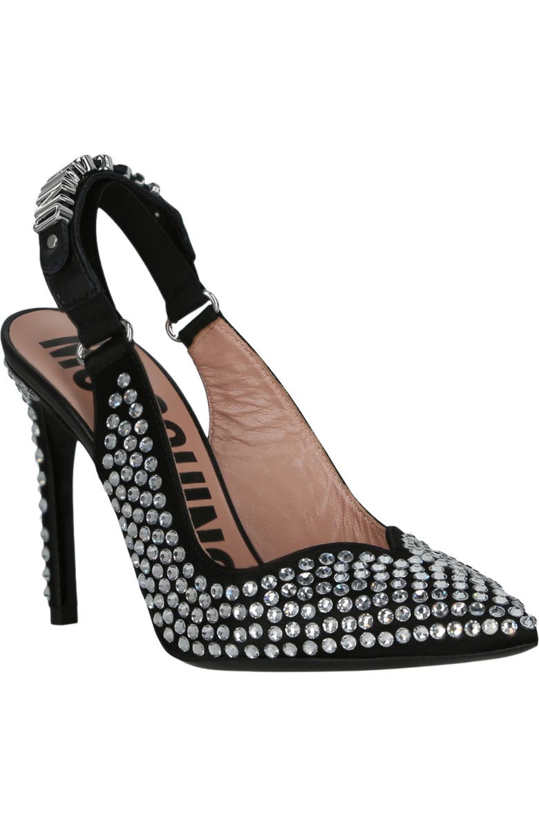 Moschino Satin Crystal Slingback Pump, Main, color,
