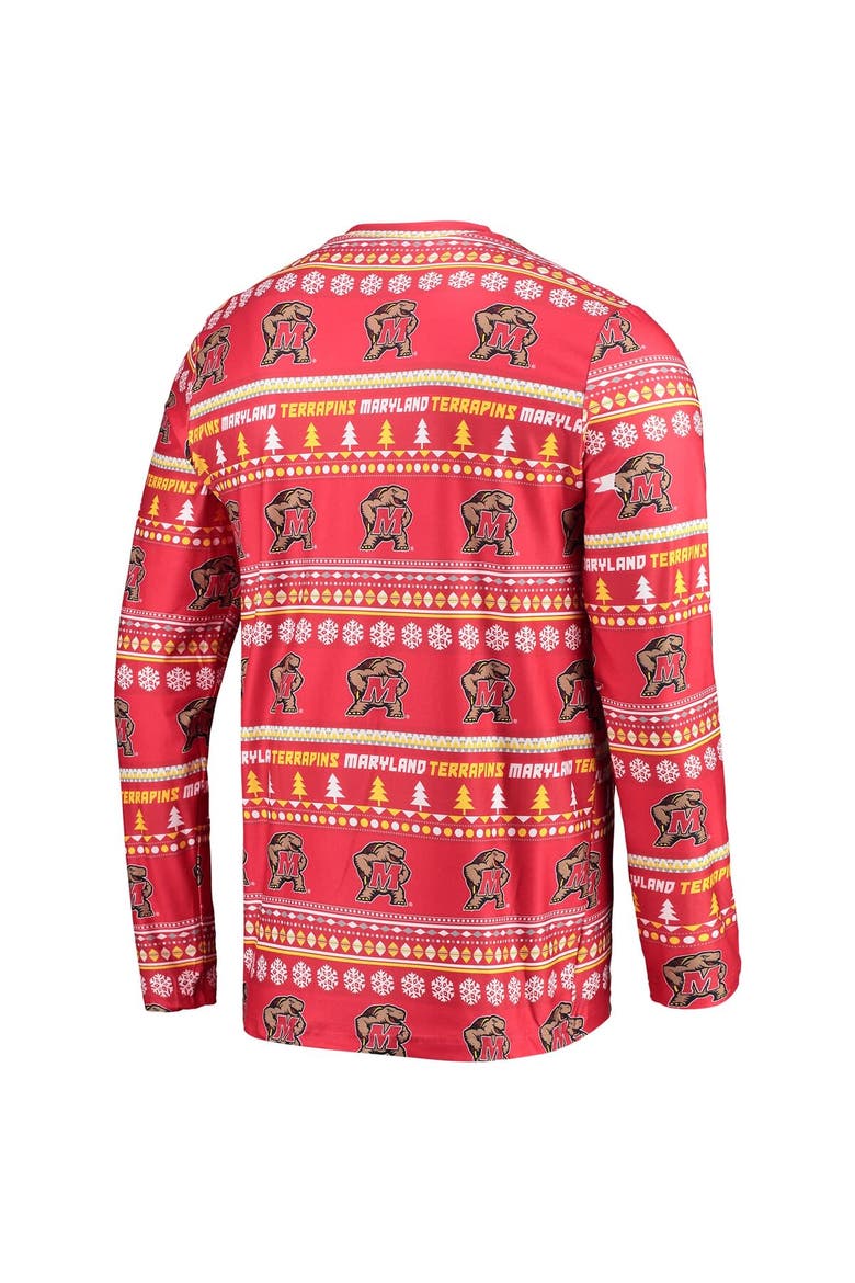 Men's Concepts Sport Red Maryland Terrapins Ugly Sweater Long Sleeve T-Shirt and Pants Sleep Set, Alternate, color, Red