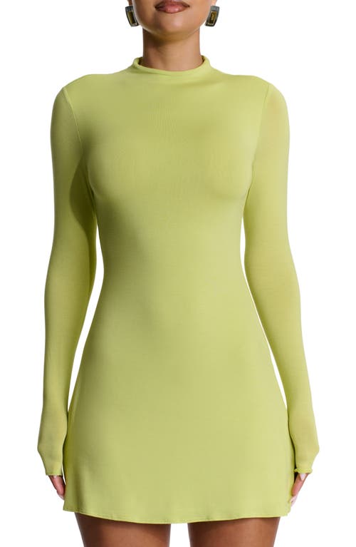 Naked Wardrobe Funnel Neck Long Sleeve Minidress In Green