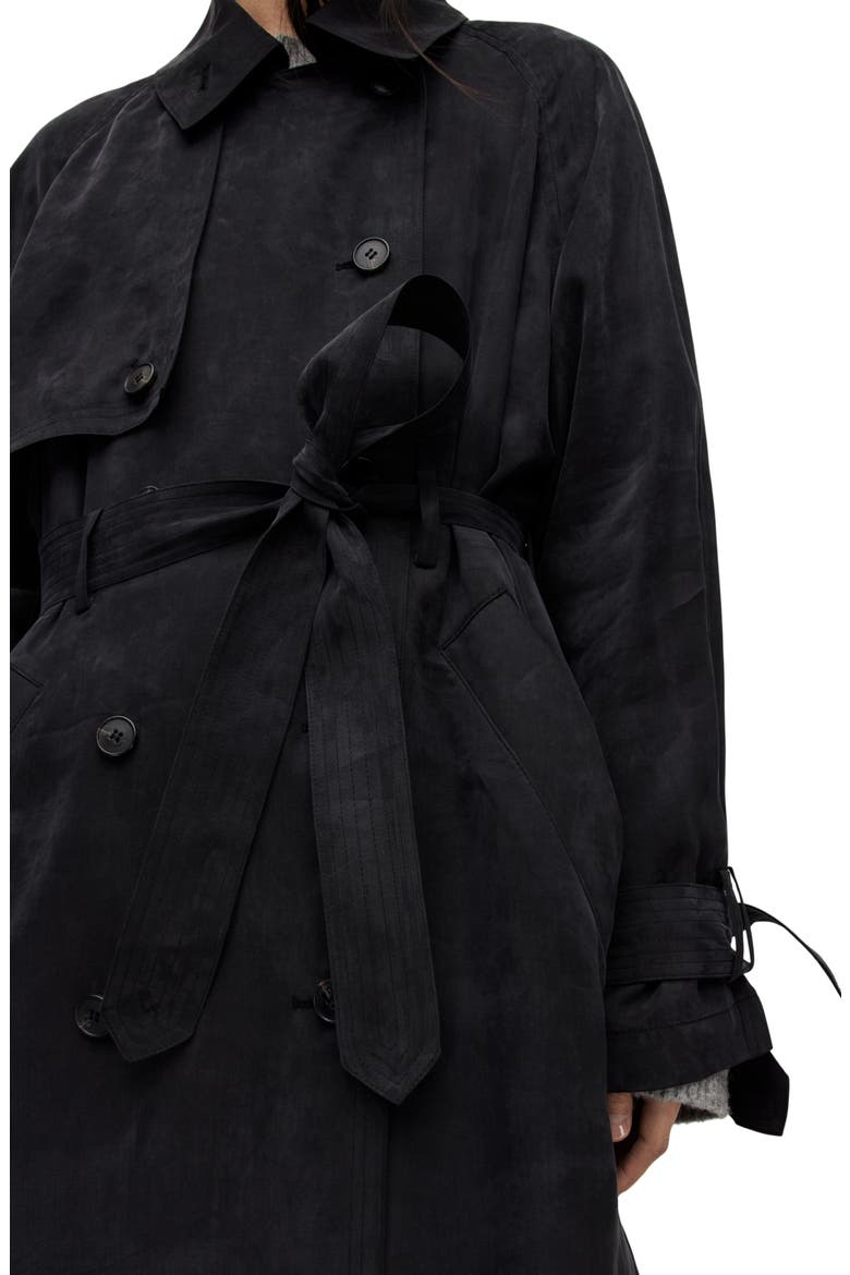 Kikki Relaxed Fit Double Breasted Trench Coat, Alternate, color, BLACK