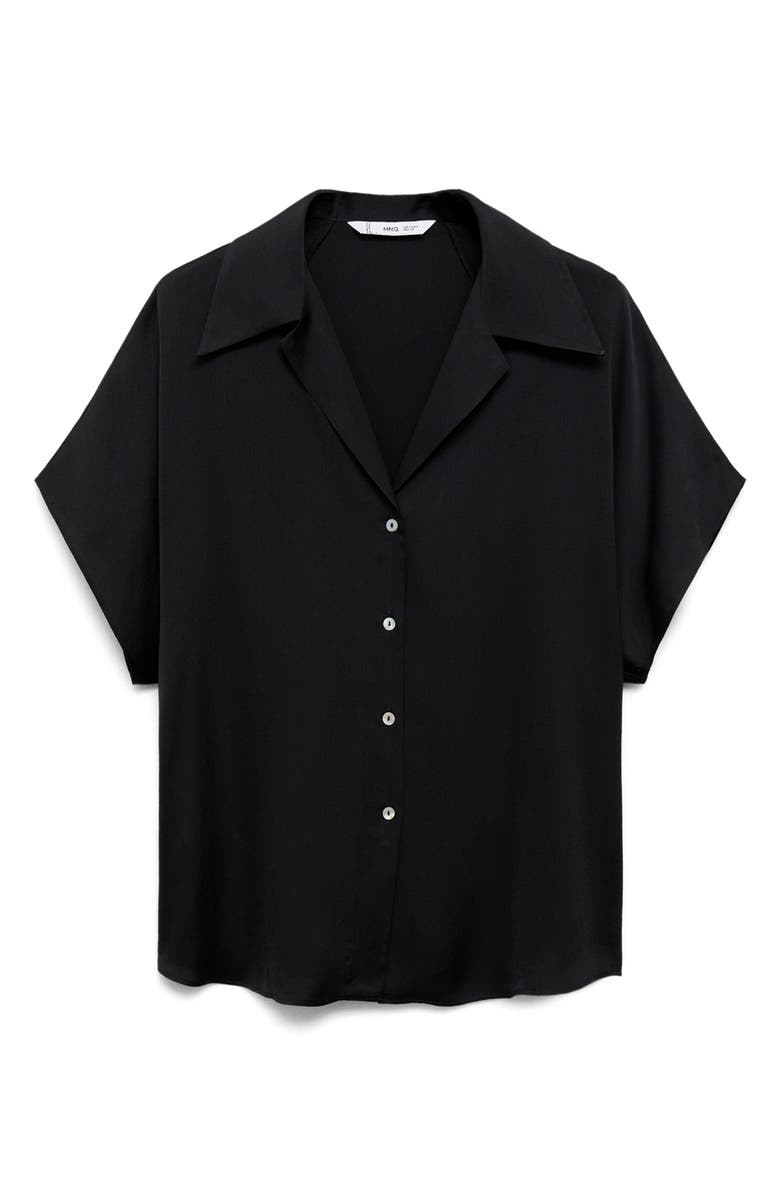 MANGO Short Sleeve Satin Button-Up Shirt, Alternate, color, 