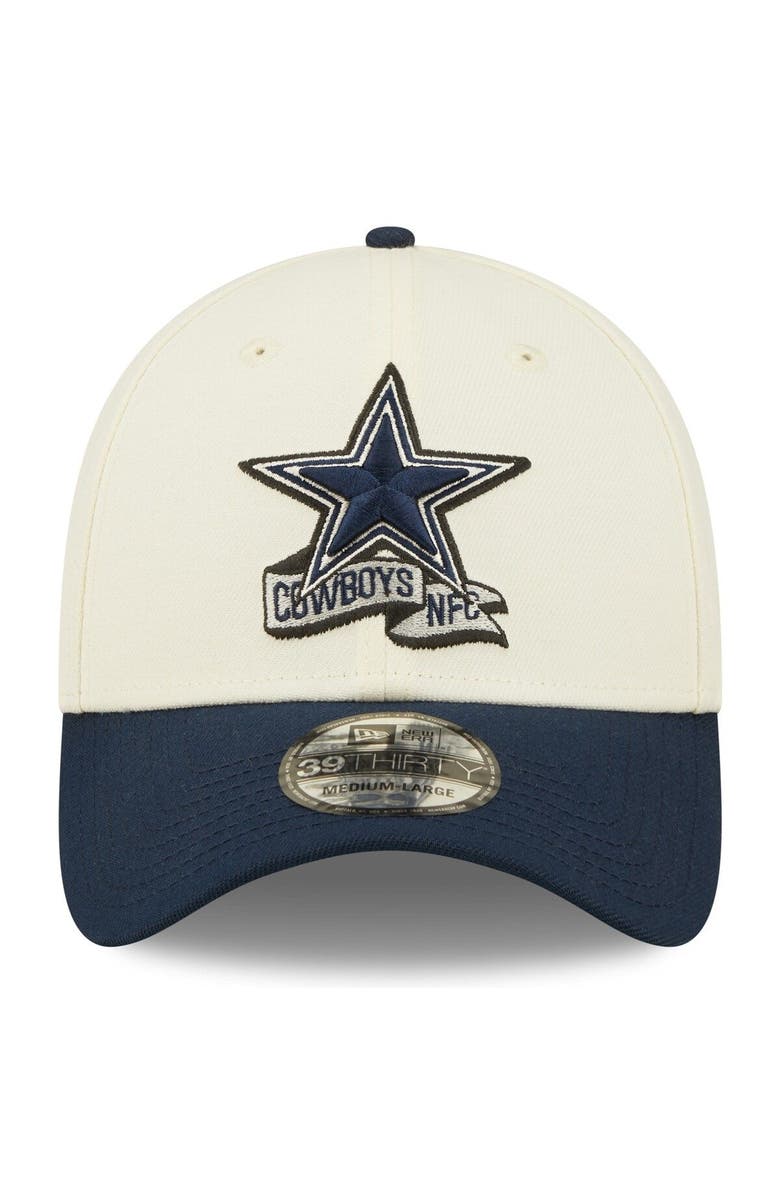 New Era Men's New Era Cream/Navy Dallas Cowboys 2022 Sideline 39THIRTY 2-Tone Flex Hat, Alternate, color, Cream