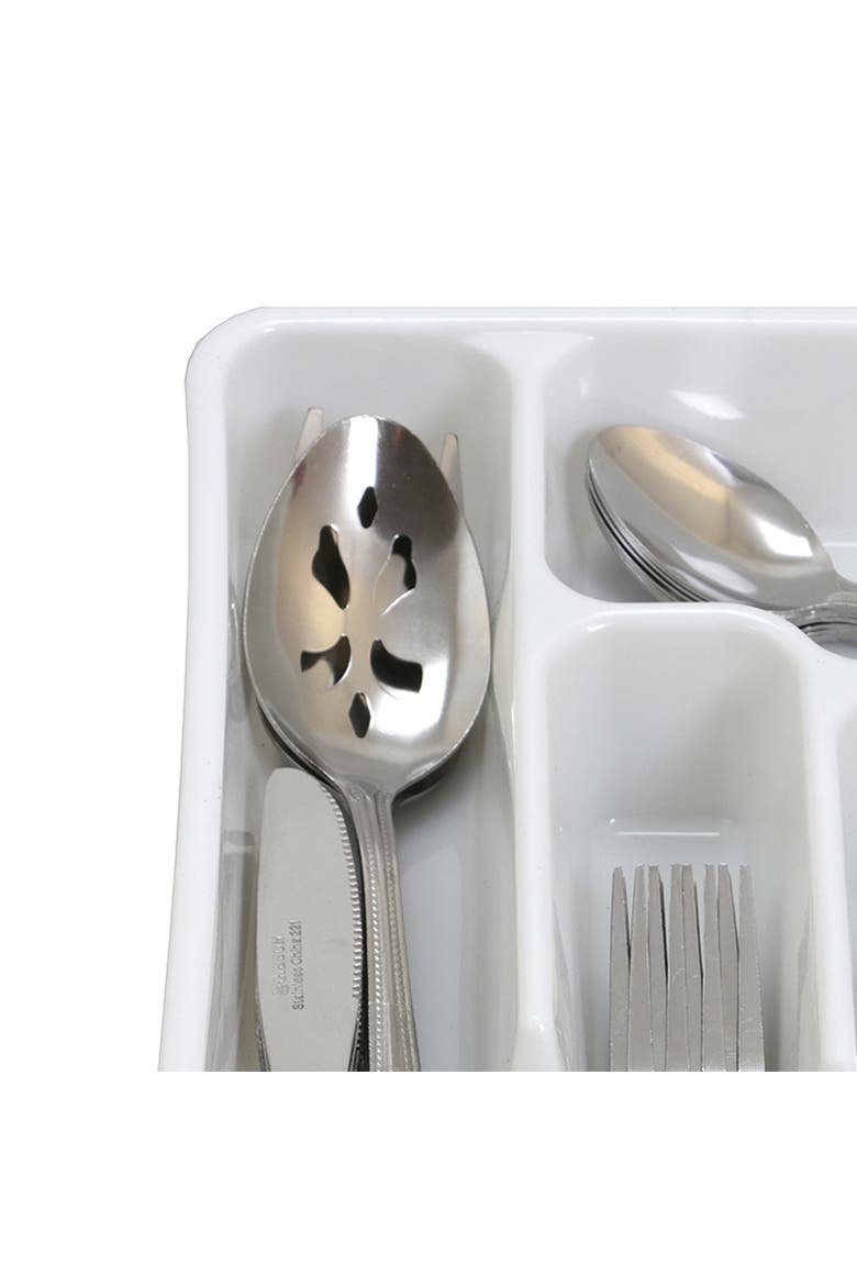 Basic Living Aston 45 Piece Flatware Set with Plastic Tray, Alternate, color, Silver