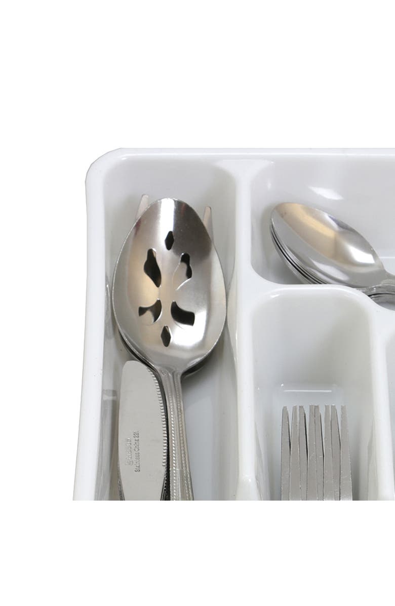 Gibson Home Basic Living Aston 45 Piece Flatware Set with Plastic Tray, Alternate, color, Silver