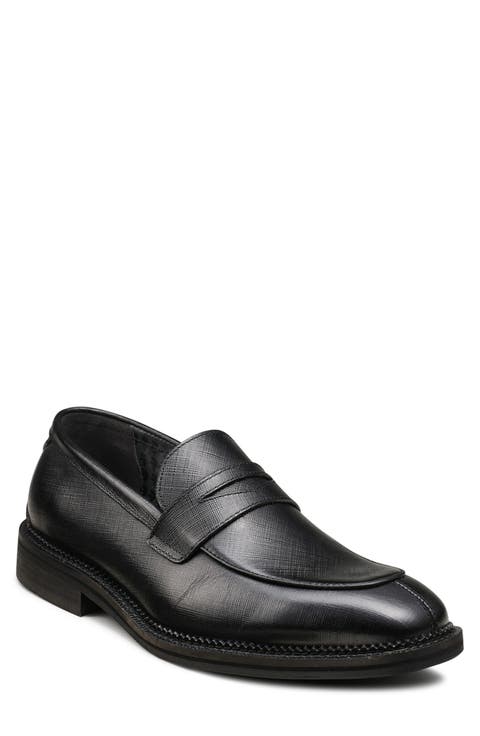 Apron Toe Saffiano Leather Penny Loafer (Men)