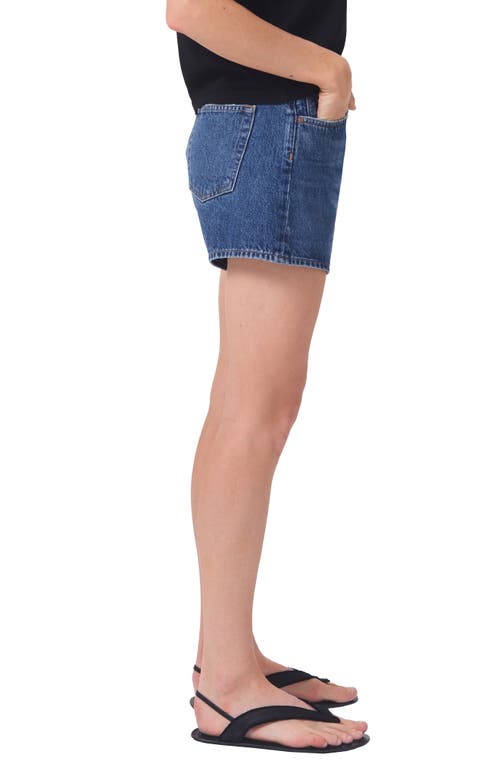 Agolde Parker Cutoff High Waist Relaxed Organic Cotton Denim Shorts In Enamour (dk Vint Ind)