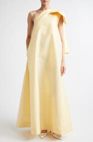 BERNADETTE Winnette Bow Detail One-Shoulder Satin Dress