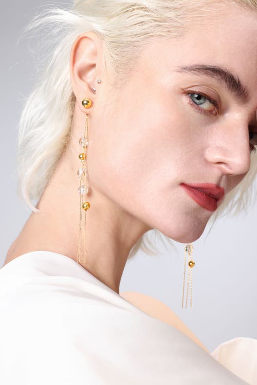 Classicharms Frostlily Azeztulite Crystal And Bead Drop Earrings In Gold