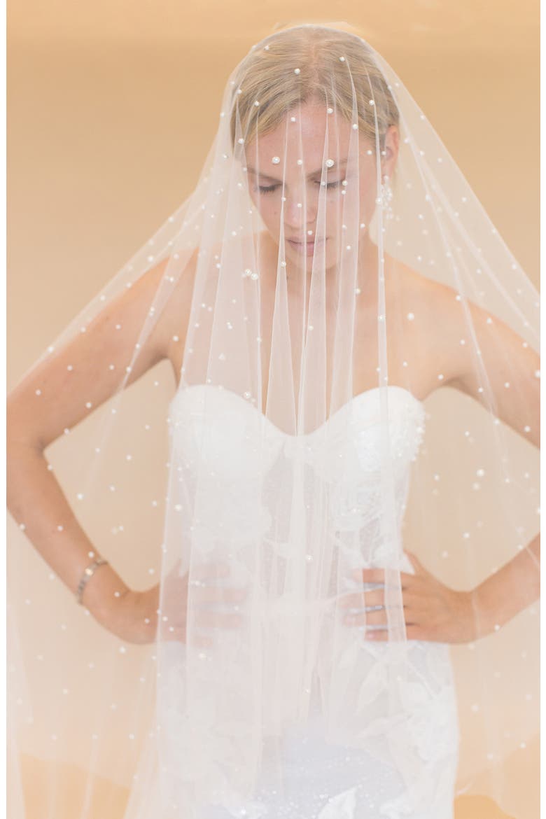 Baylin Imitation Pearl Floor Length Chapel Veil (Nordstrom Exclusive), Alternate, color, IVORY