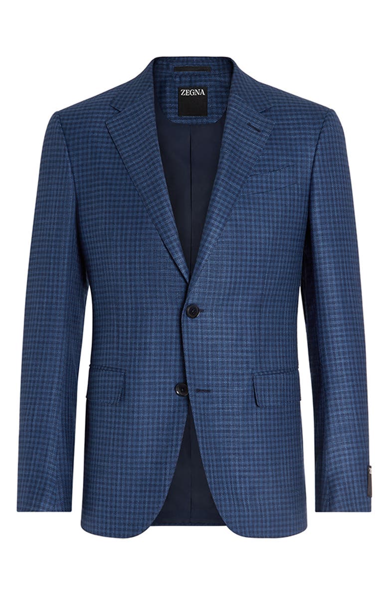 ZEGNA High Blue Check Wool & Silk Sport Coat, Alternate, color,