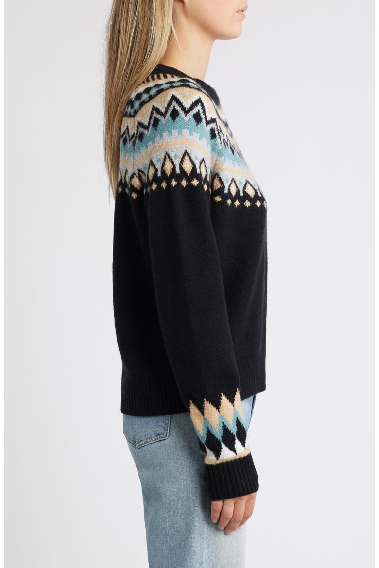 Fair Isle Crewneck Pullover Sweater, Alternate, color, BLACK- BLUE FAIRISLE
