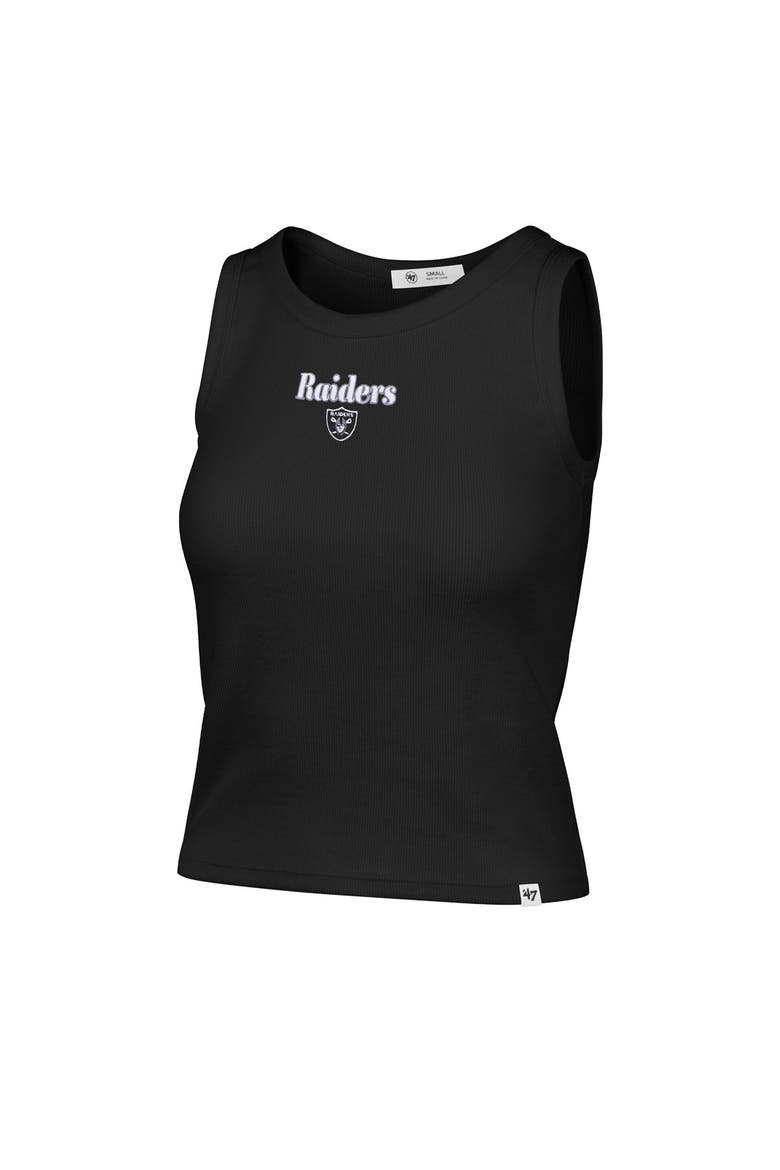 Women's '47  Black Las Vegas Raiders Cropped Straight Cut Ribbed Baby Tank Top, Alternate, color, Black
