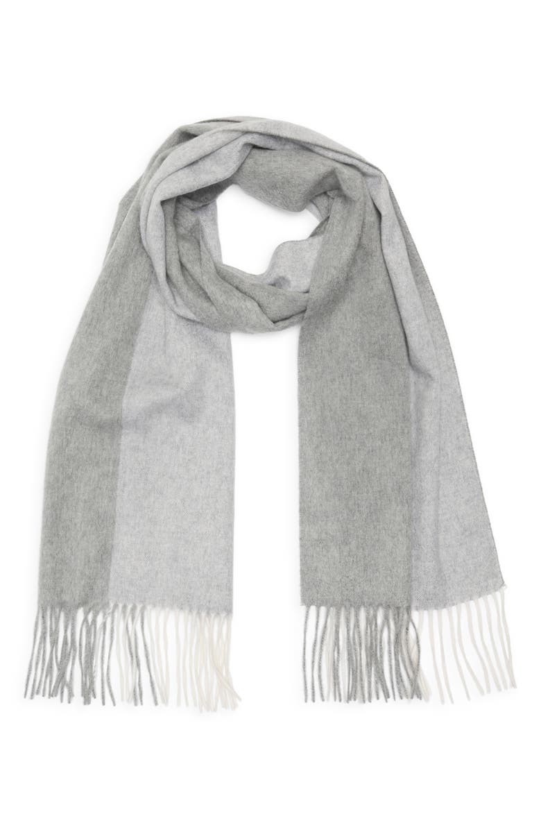 Nordstrom Colorblock Cashmere Scarf, Alternate, color, Light Grey