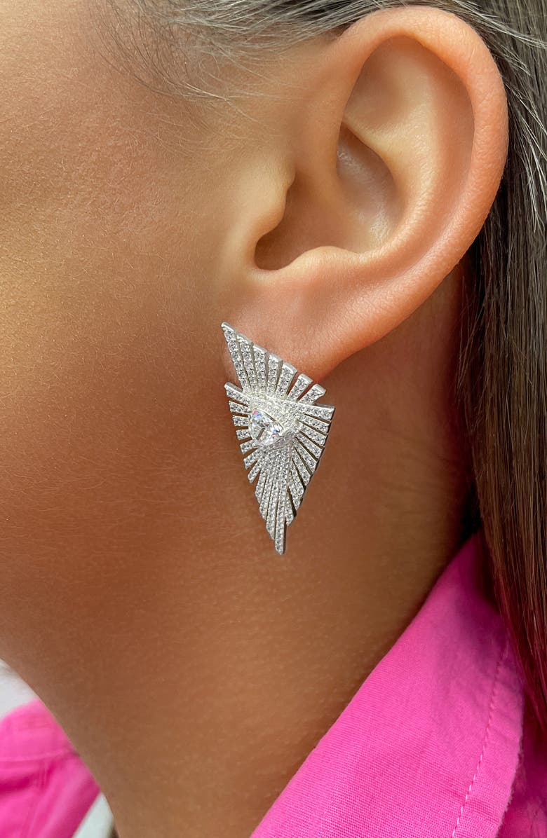 Sterling Forever Rosanne Cubic Zirconia Statement Stud Earrings, Alternate, color, Silver