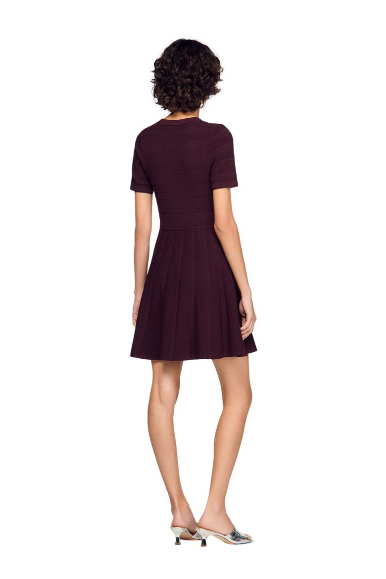 Floral print knit short dress, Alternate, color, Brown