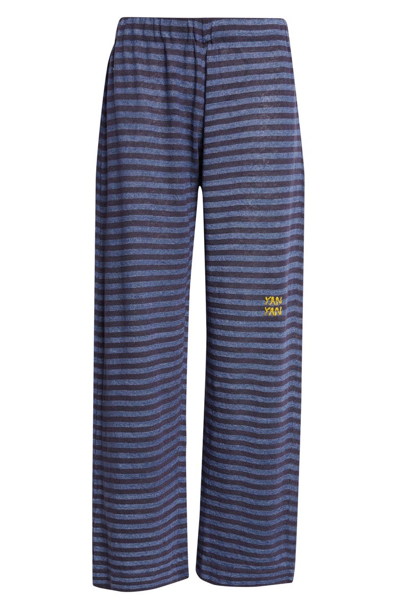 YanYan Mabo Stripe Pull-On Linen Pants, Alternate, color, Denim/ Ink