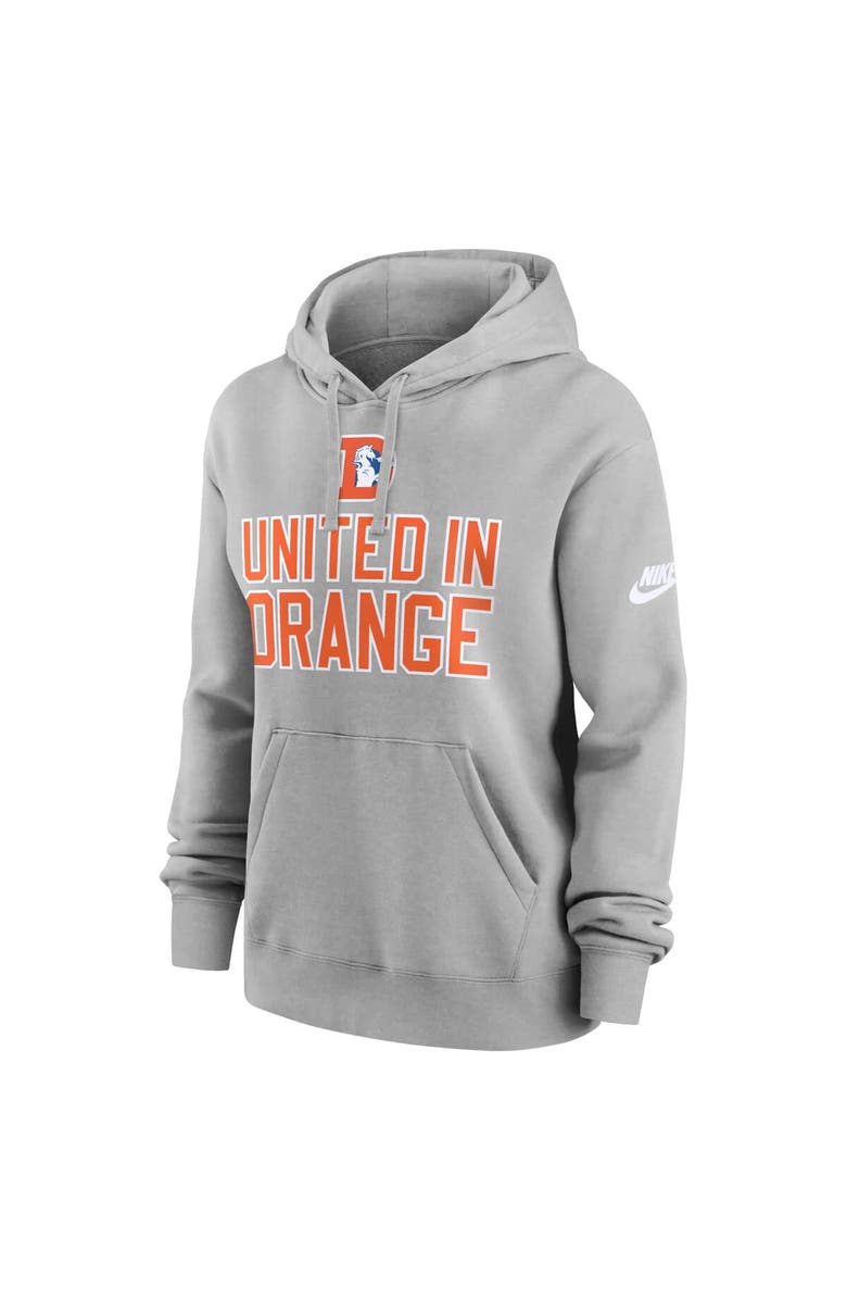 Nike Women's Nike Heather Gray Denver Broncos United In Orange Club Pullover Hoodie, Alternate, color, Heather Gray
