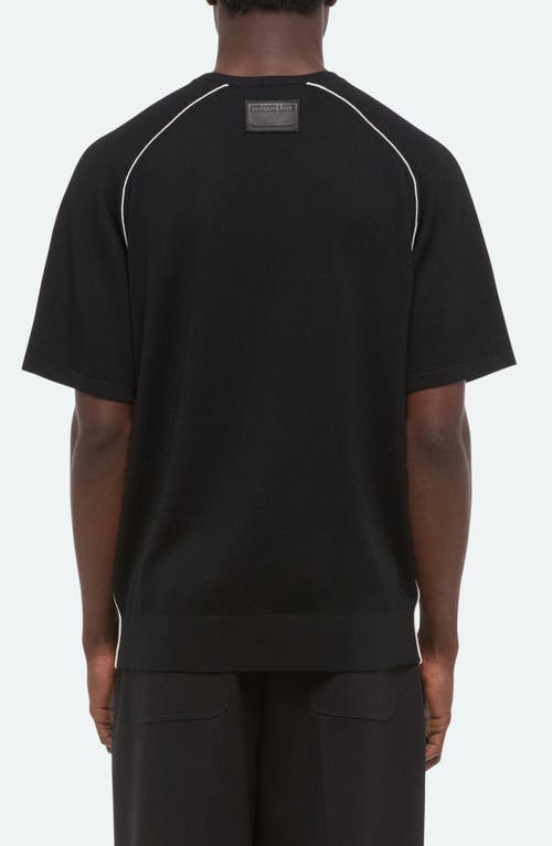 Helmut Lang Contrast Piping Wool T-shirt In Black