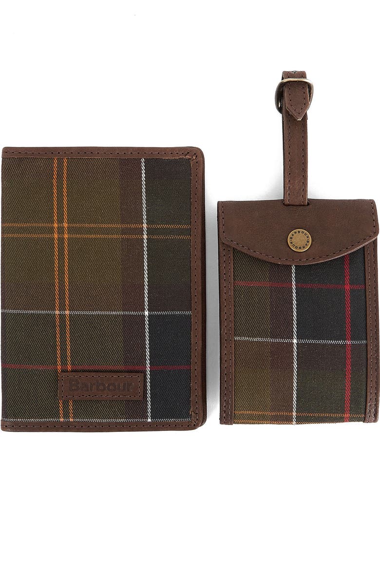 Barbour Tartan Passport Case & Luggage Tag, Main, color,