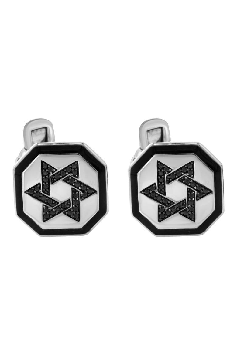 Men's Sterling Silver Black Spinel Star of David Cuff Links, Alternate, color, BLACK