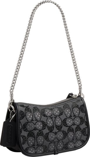 Swinger Crystal Signature Jacquard & Leather Shoulder Bag