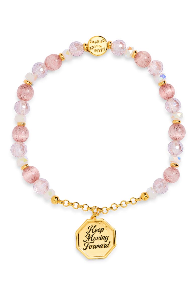 Keep Moving Forward Beaded Stretch Charm Bracelet, Main, color, GOLD