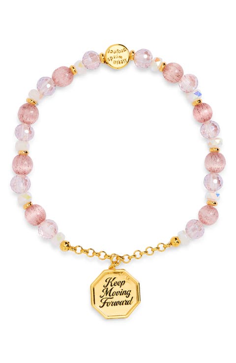 Keep Moving Forward Beaded Stretch Charm Bracelet