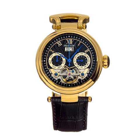 Ganzi Semi-Skeleton Leather-Band Watch