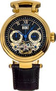 Heritor Automatic Ganzi Semi-Skeleton Leather-Band Watch