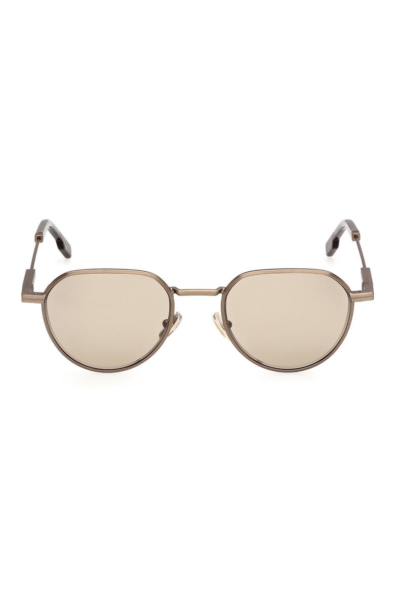 54mm Round Sunglasses, Main, color, ANTIQUE LIGHT GOLD / BROWN