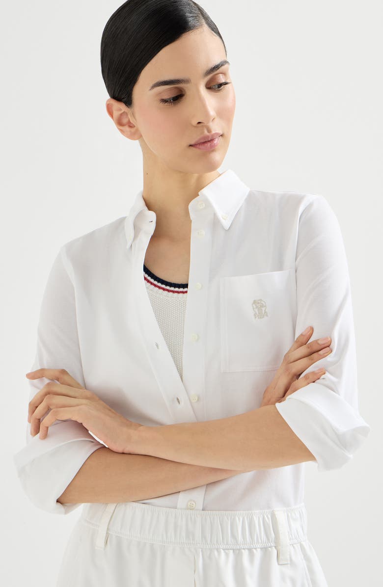 Brunello Cucinelli Piqué shirt, Alternate, color, White