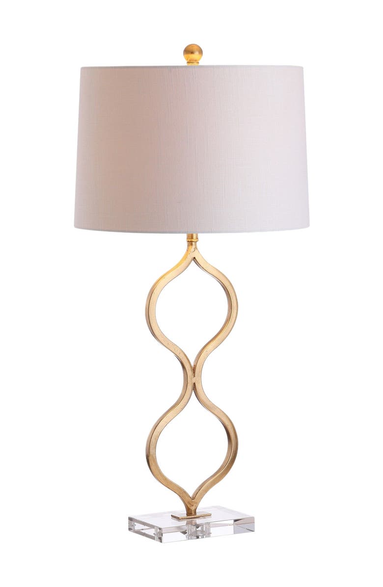 JONATHAN Y Levi 31.5" Metal/Crystal LED Table Lamp, Gold Leaf, Main, color, Gold