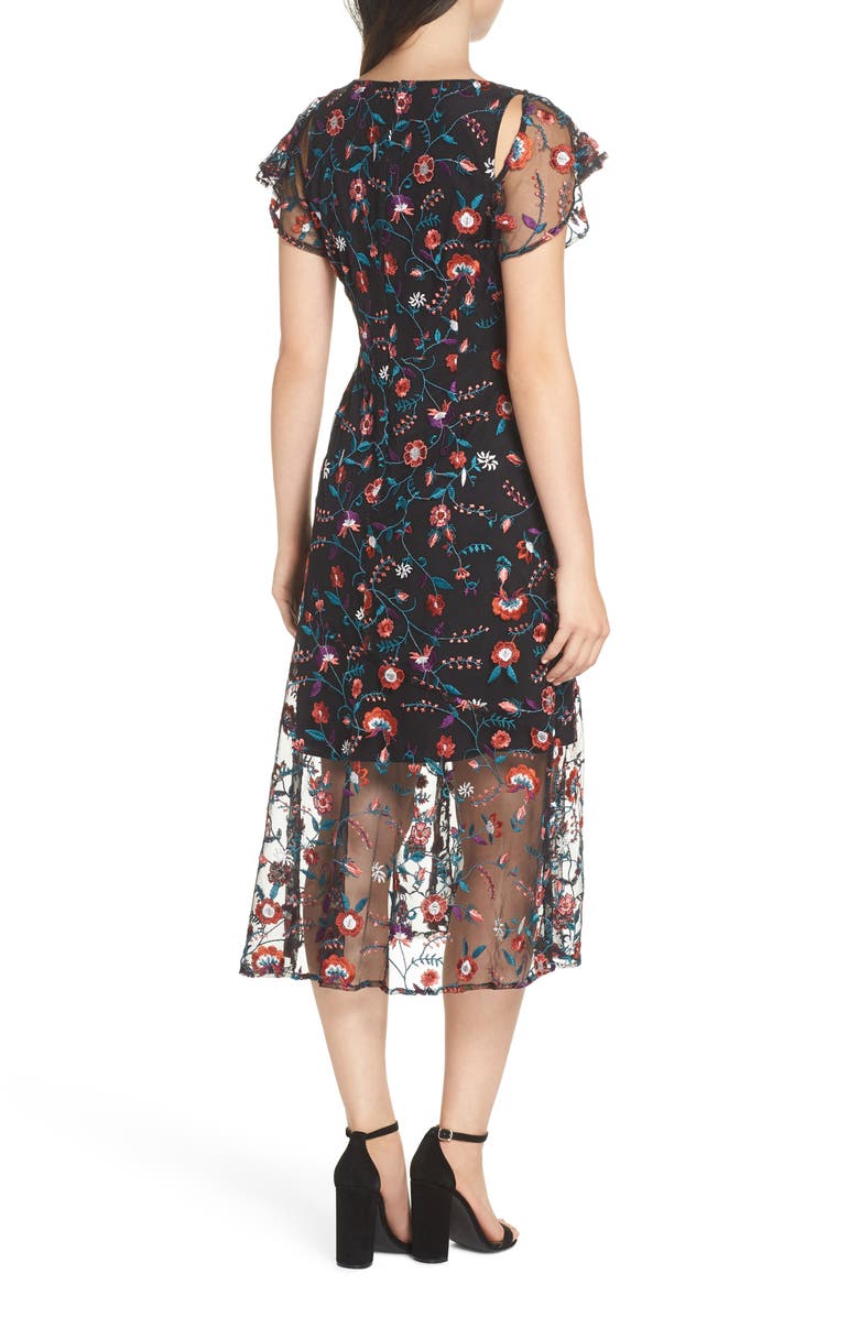 Sam Edelman Pansy Embroidered Mesh Midi Dress, Alternate, color, 