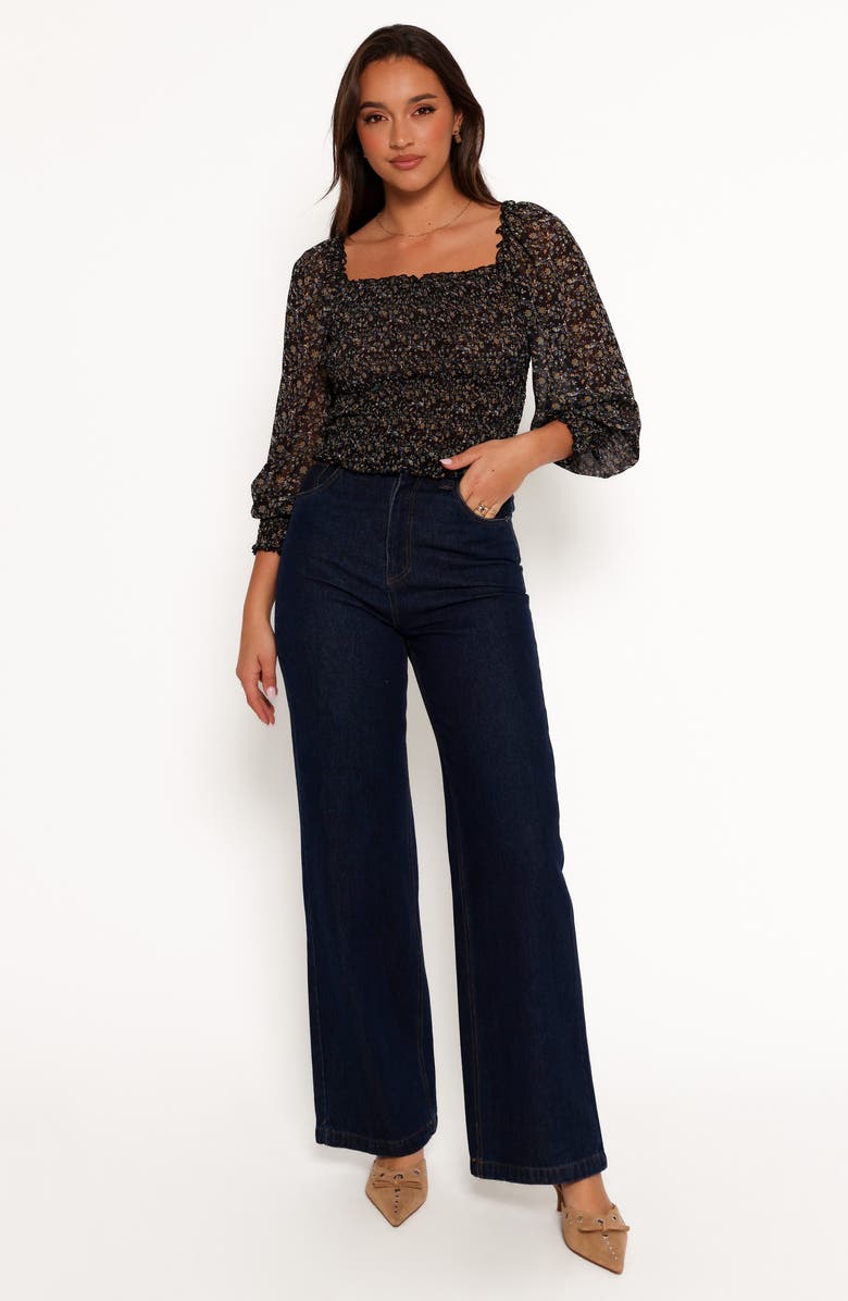 Petal & Pup Greta Floral Smocked Top, Alternate, color, Navy Ditsy Floral