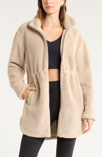 Zella Faux Shearling Longline Jacket | Nordstrom