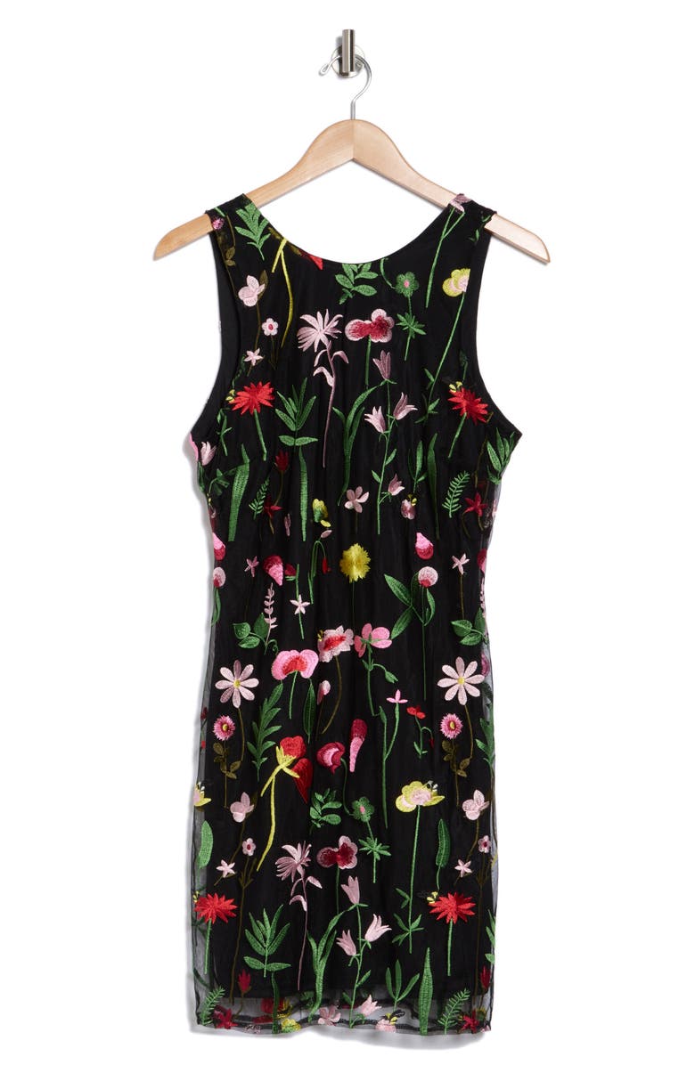 Sam Edelman Fresh Cut Floral Embroidered Sheath Dress, Alternate, color, Black Mult