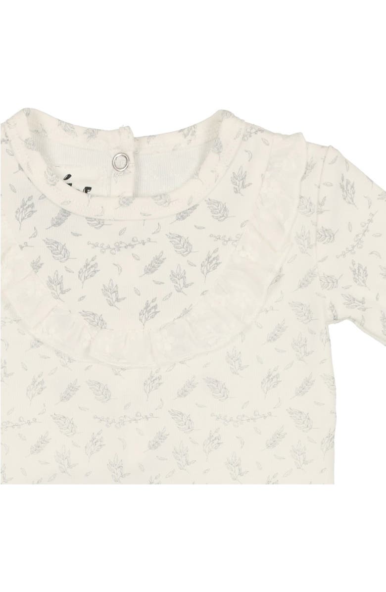 Manière Leaves & Branches Cotton Knit Footie, Alternate, color, White