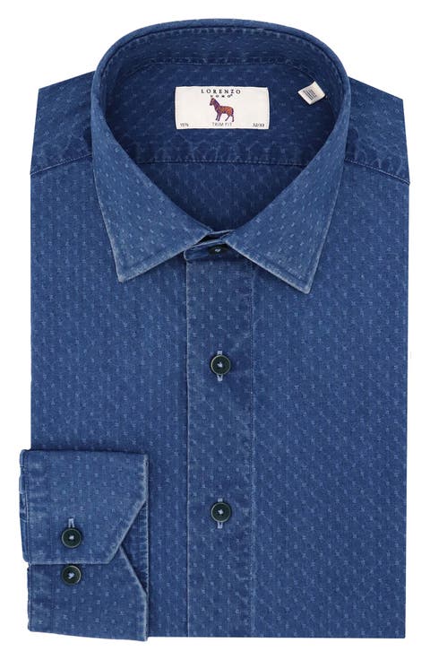Trim Fit X-Embroidery Dress Shirt