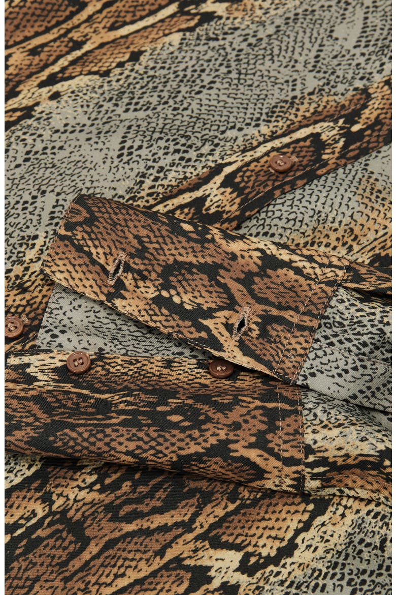 Lyla Snakeskin Print Long Sleeve Shirt, Alternate, color, NEUTRAL/ GREY