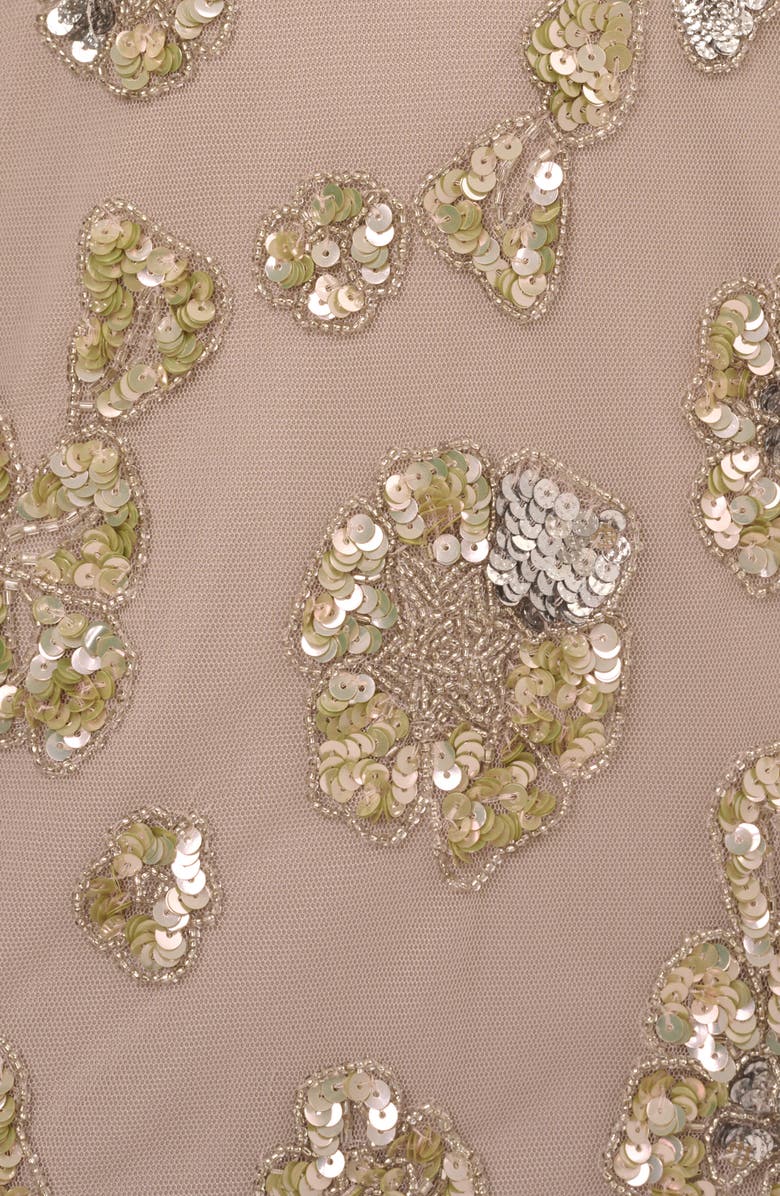 Adrianna Papell Sequin Floral High Neck Column Gown, Alternate, color,