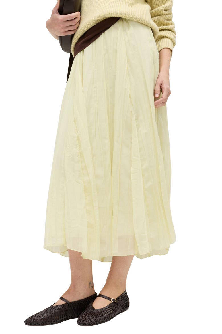 Crinkle Midi Skirt, Main, color, YELLOW