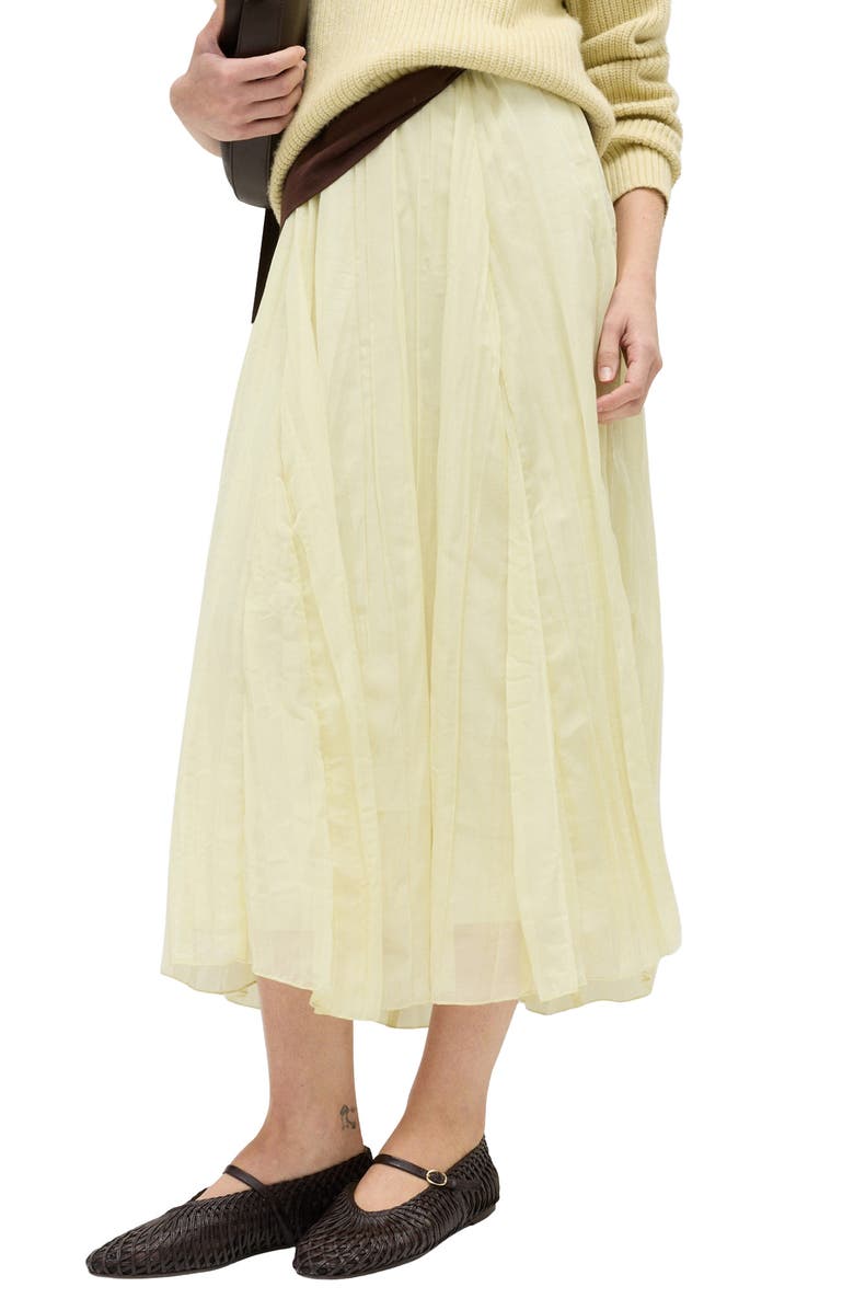 M&S Crinkle Midi Skirt, Main, color, Yellow