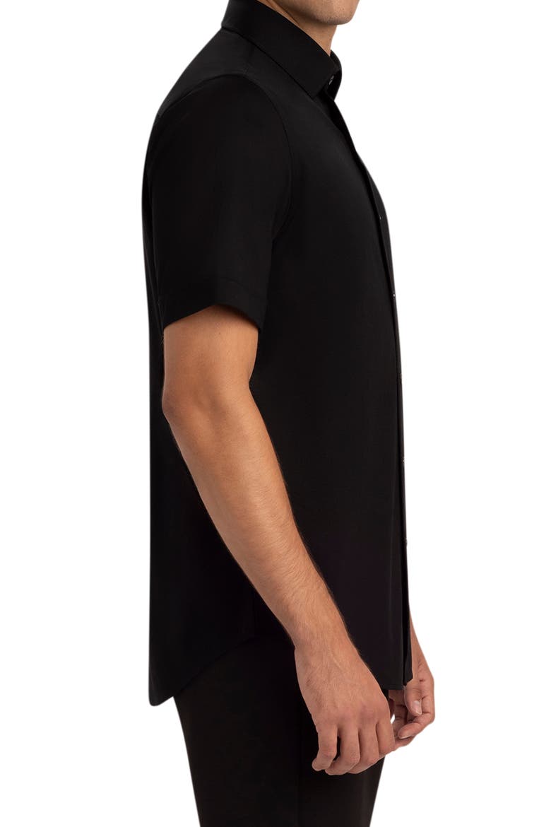 Miles OoohCotton® Short Sleeve Button-Up Shirt, Alternate, color, BLACK