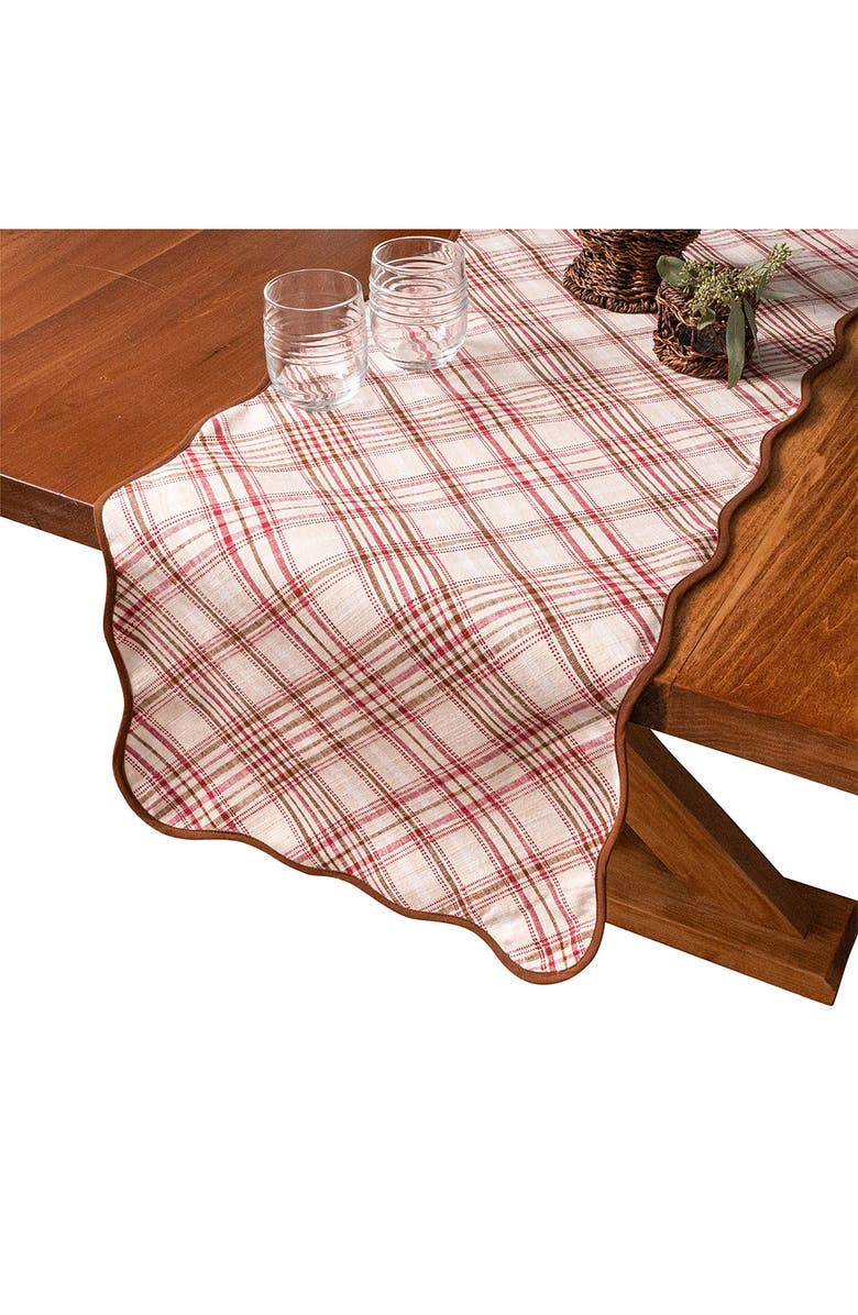 Juliska Tartan Cotton Table Runner, Alternate, color, Mulberry Brown