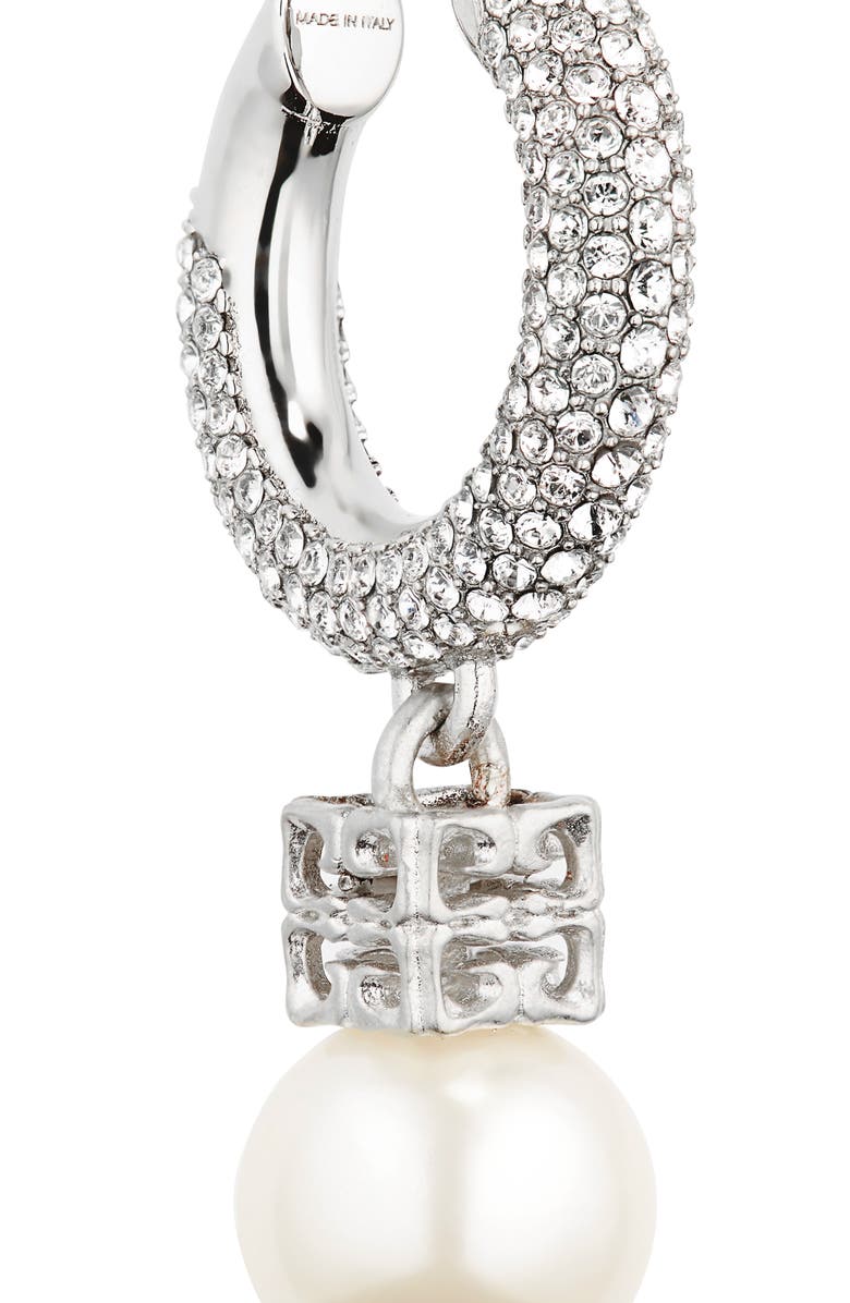 Givenchy Imitation Pearl & Crystal Hoop Earrings, Alternate, color, 