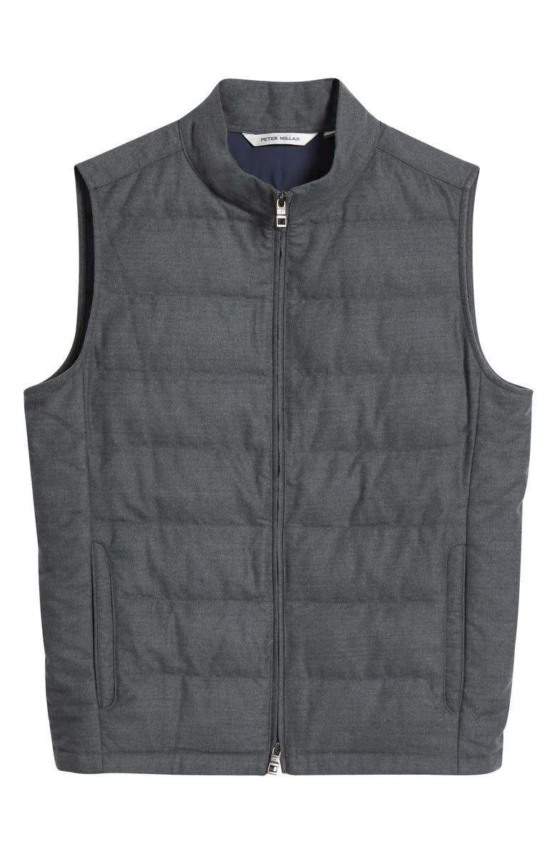 Peter Millar Davos Quilted Wool Flannel Vest, Alternate, color, Charcoal