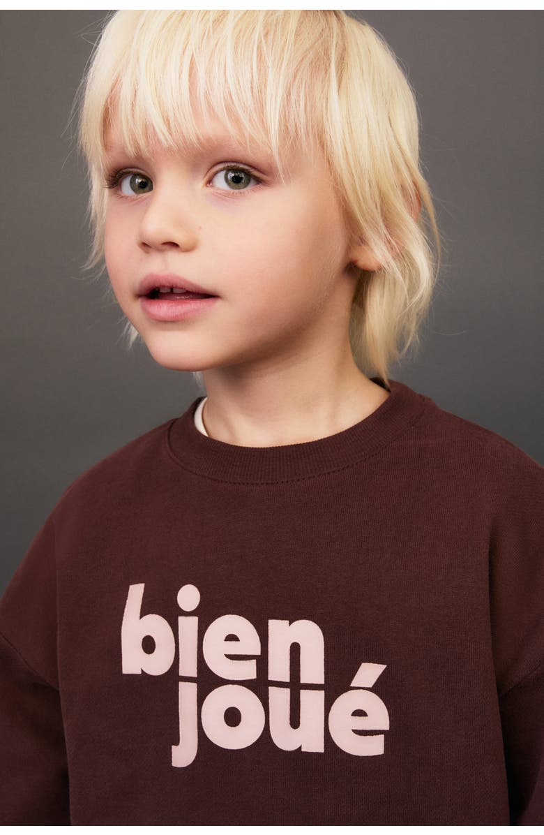 H&M Printed Cotton Sweatshirt, Alternate, color, Dark Brown/Bien Joué