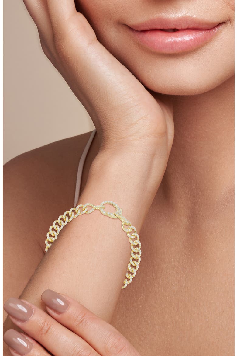 14k Gold Plated Pavé Link Bracelet, Alternate, color, GOLD