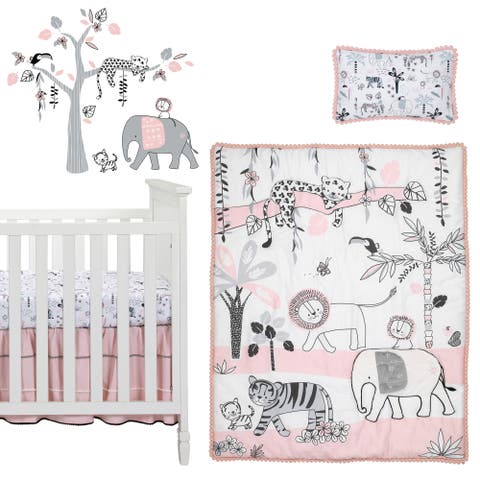 Happy Jungle Safari Nursery 5-Piece Crib Bedding Set
